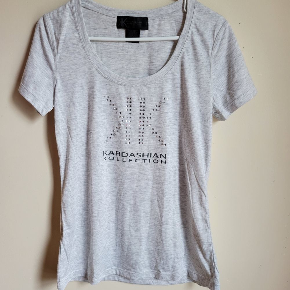 Kardashian Kollection t-shirt white bling logo size large